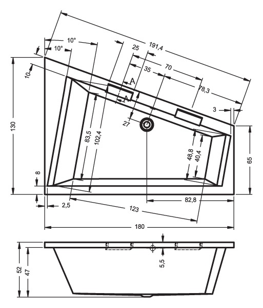 BA9000500000000_hit1 Ванна Riho Doppio Santreyd - Вид №10