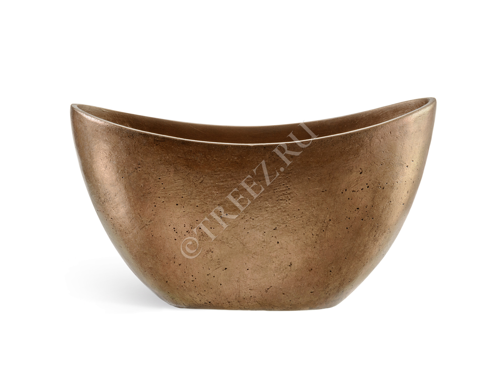 41.3321-04-054-BRS-20/37 Кашпо  Effectory - серия Metal - Ваза-Лодка малая - Тёмное-матовое золото Цветочная коллекция  - Вид №3