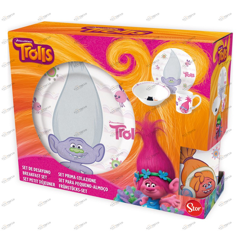 Набор детской керамической посуды в подарочной упаковке "Тролли", 3 предмета STOR ТРОЛЛИ 335870 Оранжевый Santreyd 