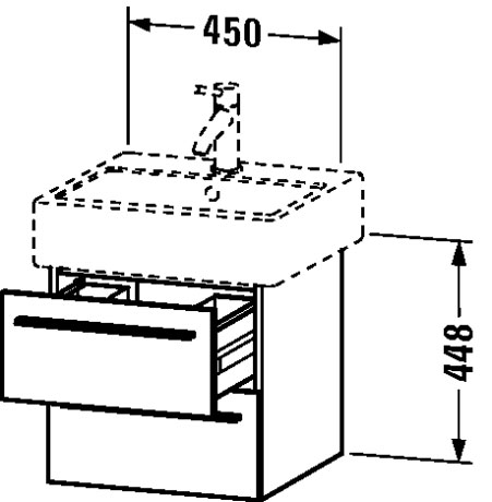 XL634301818 Тумбочка подвесная X-Large #XL6343 450 x 443 мм Белый матовый, декор Duravit - Вид №1