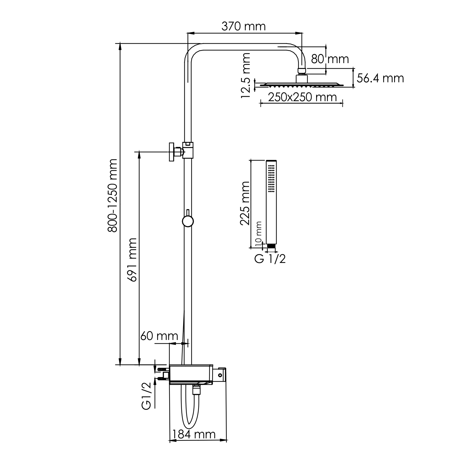 A114.255.217.CB Thermo Душевой комплект с термостатическим смесителем WasserKRAFT  - Вид №1