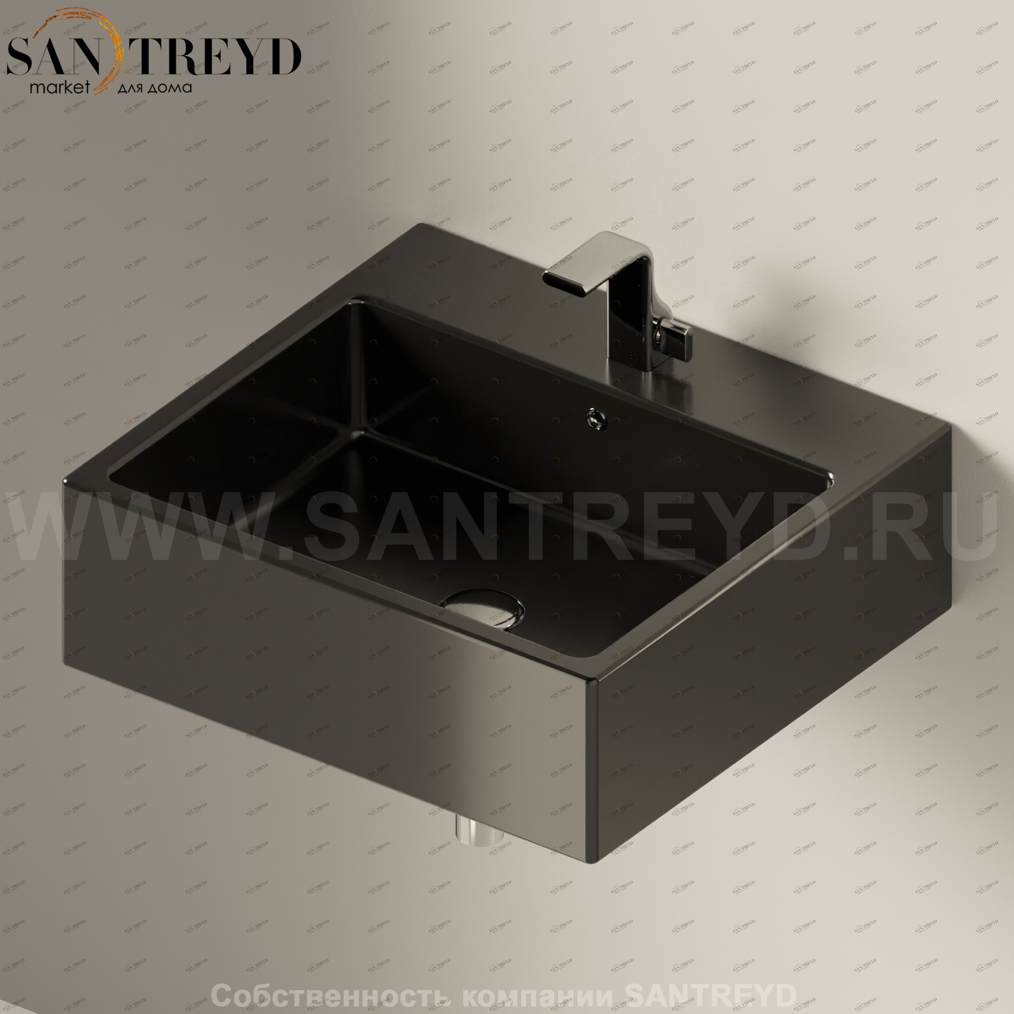 50529017 Подвесная раковина настенная прямоугольная Ceramica Flaminia Acquagrande черная