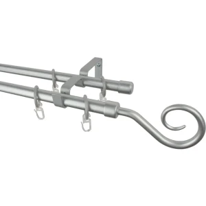 Карниз двухрядный Easy «Крючок» 280 см цвет серебро 15251363 STLM-2005553