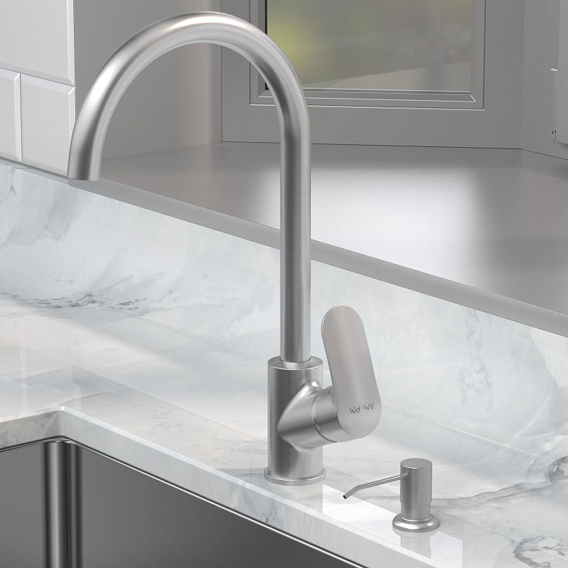 F8007D11 набор 2в1: смеситель для кухни диспенсер сатин шт. AM.PM Like - Вид №1