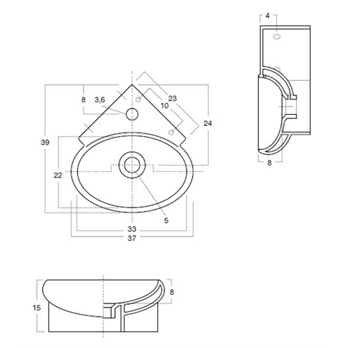 41890 Подвесная раковина настенная овальная   белая Santreyd  - Вид №1
