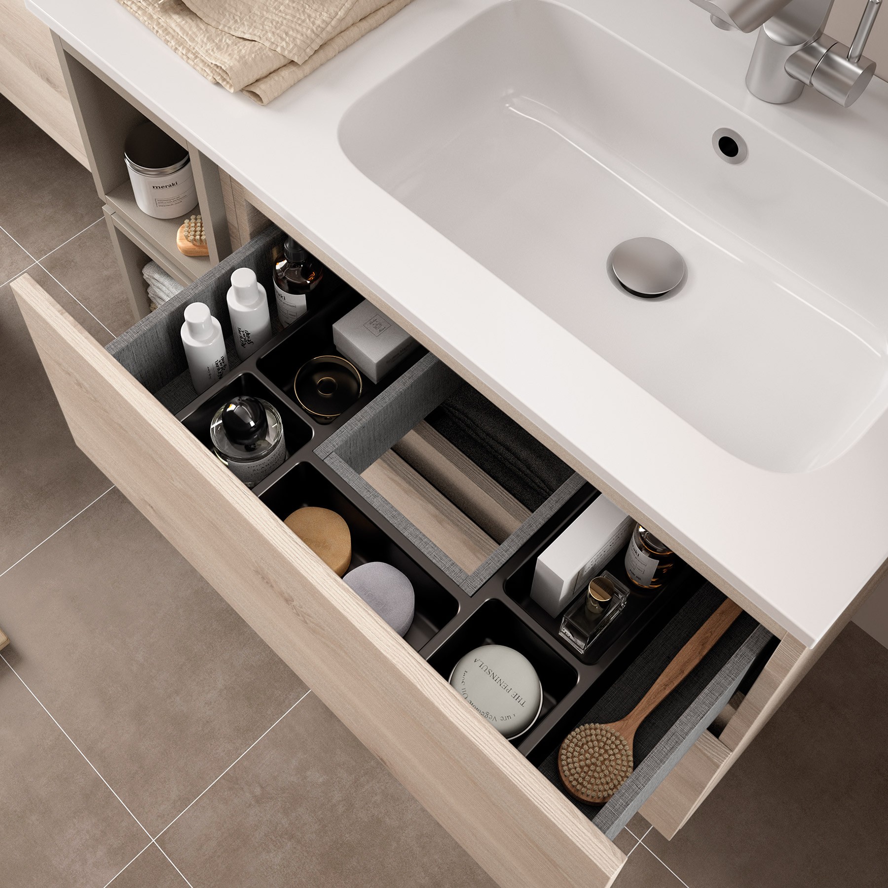 23315 SALGAR Мебель для умывальника FUSSION LINE 600 2 ящика NATURAL 598 x 540 x 450 мм Естественный - Вид №2