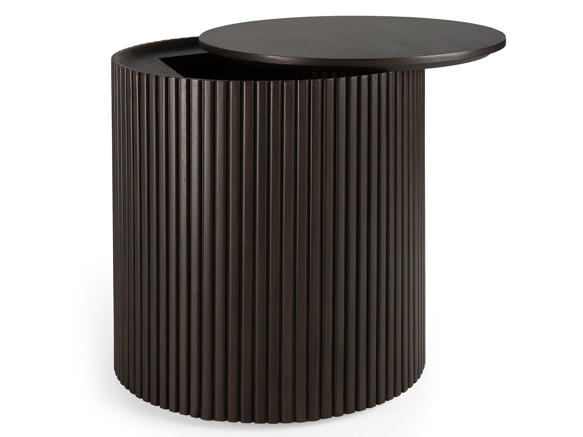 Высокий круглый журнальный столик из красного дерева с отсеком для хранения Ethnicraft Roller Max ARCH-00076993