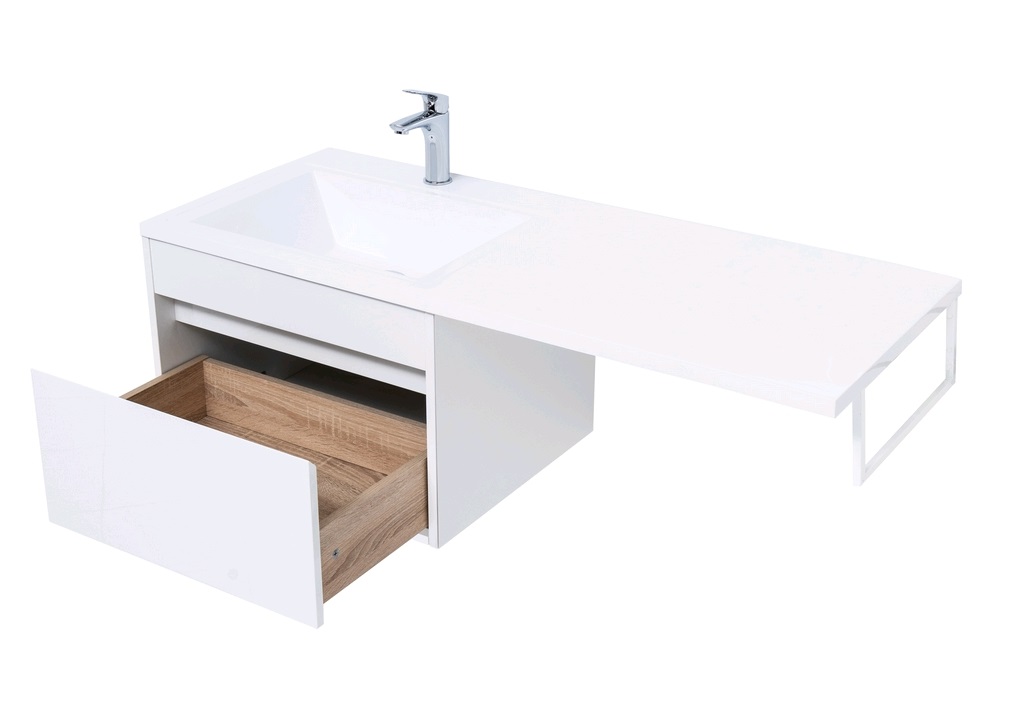 Тумба с раковиной Aquanet Токио 120 L белый (подвесная, 1 ящик) 0023691600235499 - Вид №4