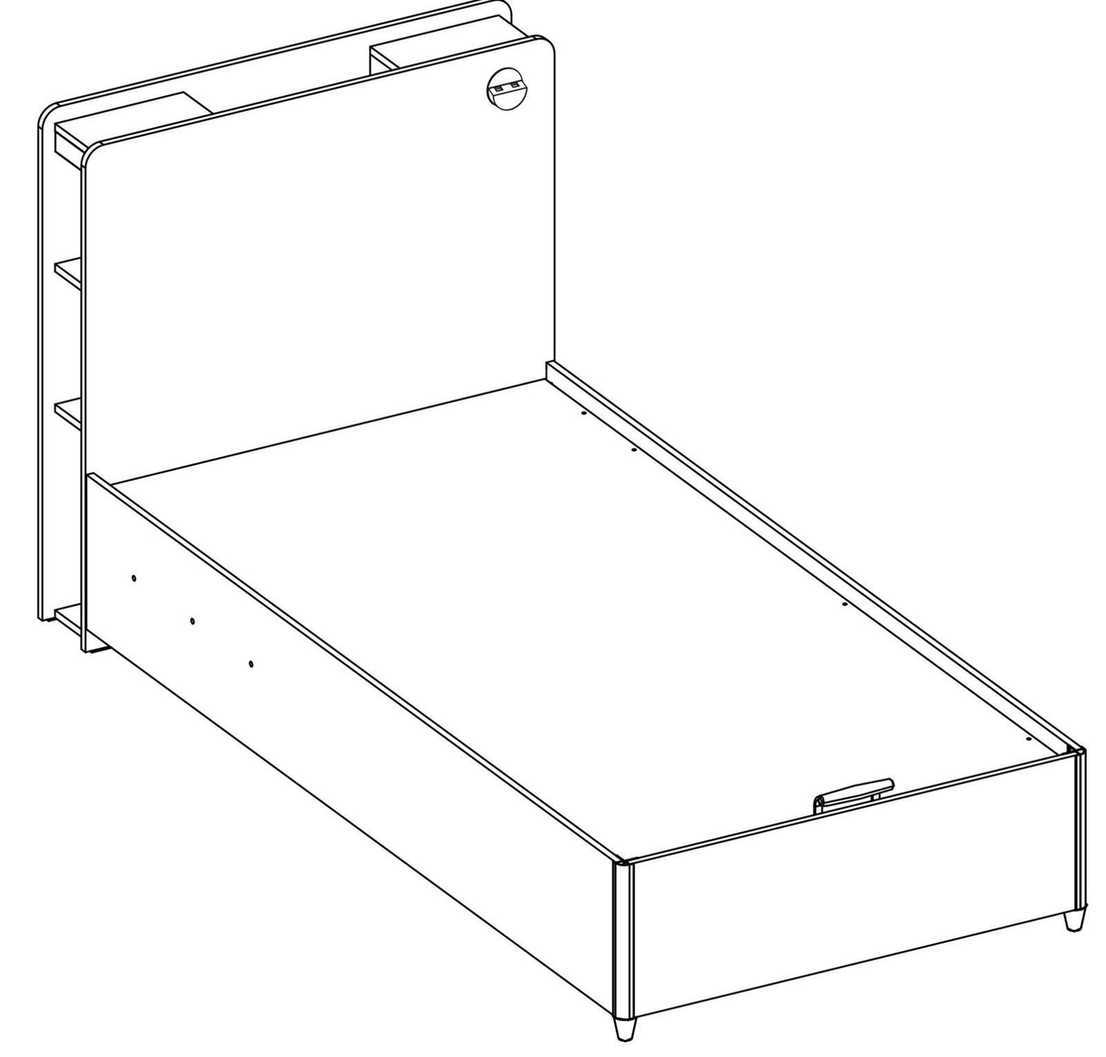 Кровать с подъемным механизмом белая 100х200 см с полками White CILEK WHITE 00-3832349 Белый Santreyd  - Вид №3