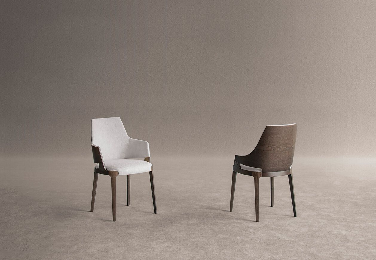 Мягкое тканевое кресло с подлокотниками Potocco Velis Wood ARCH-00115048 - Вид №1