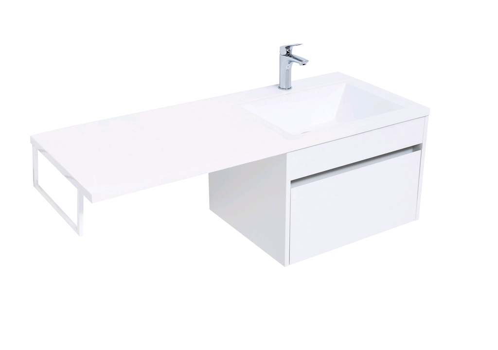 Тумба с раковиной Aquanet Токио 120 R белый (подвесная, 1 ящик) 0023691600235500 - Вид №9