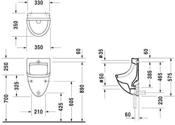 082135 Настенный писсуар, уринал с мушкой Duravit Starck 3 - Вид №4