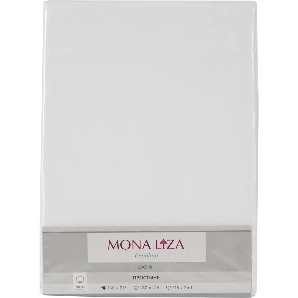 Простыня Mona Liza «Premium», 160х215 см, сатин, цвет белый 82260950 STLM-2034829 Santreyd  - Вид №2