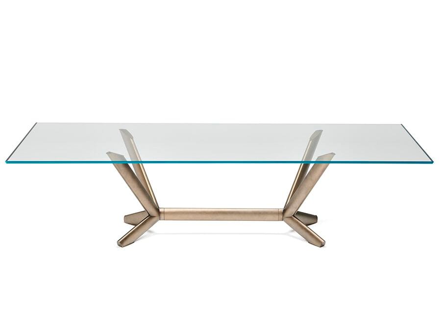 Прямоугольный стол из стали и хрусталя Cattelan italia строгальный станок ARCH-00035044