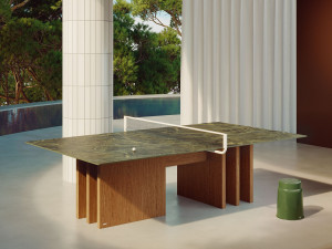 Стол для настольного тенниса из керамогранита и дуба