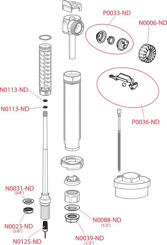 Впускной механизм с нижней подводкой и металлической резьбой ALCAPLAST A1812 - Вид №2