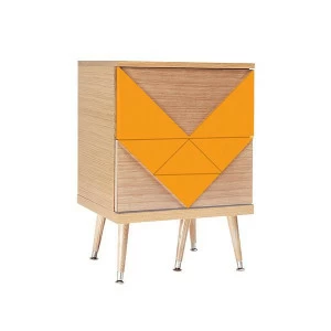 Прикроватная тумбочка с 2 ящиками оранжевая Woo Twins WOODI  00-3965935 Бежевый;оранжевый