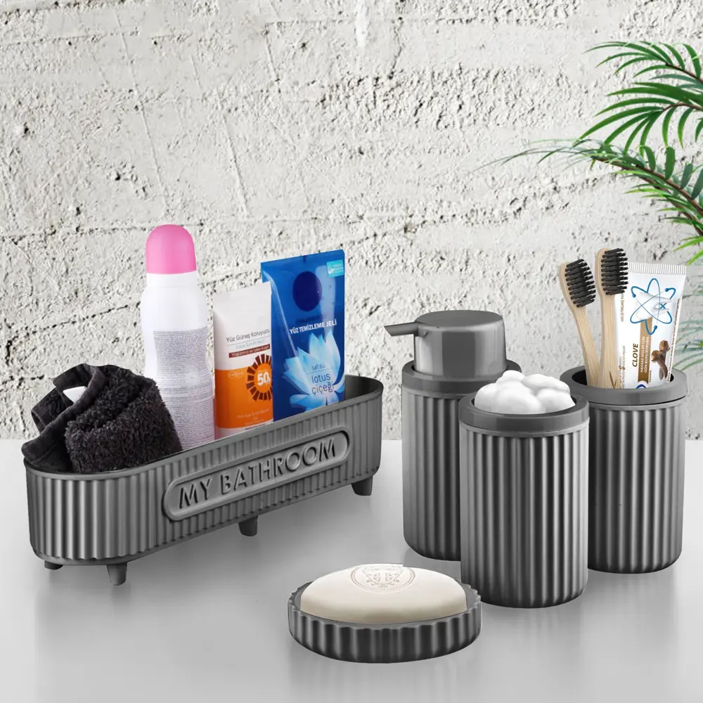 Набор аксессуаров для ванной Merlo 5 предметов цвет серый Santreyd STLM-2129464