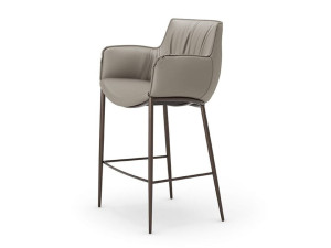 Кожаный мягкий барный стул с подлокотниками