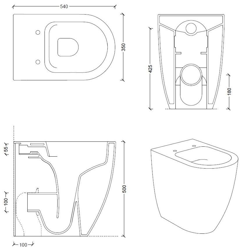 22270101 Приставной унитаз напольный Белый Alice Ceramica Form Италия - Вид №8