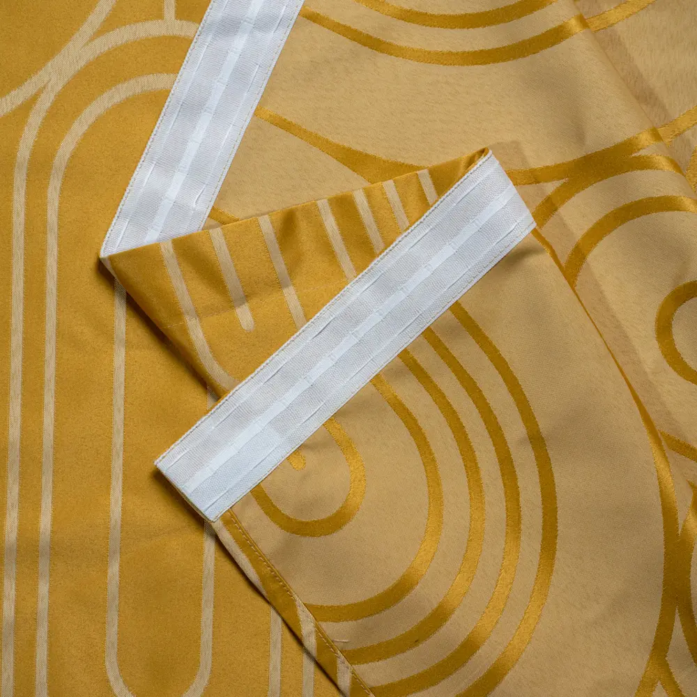 ПАВЛОВО-ПОСАДСКИЙ ШЕЛК: Портьера Glamour золотистая на ленте 200x300 см 89231541 STLM-1042956 - Вид №3