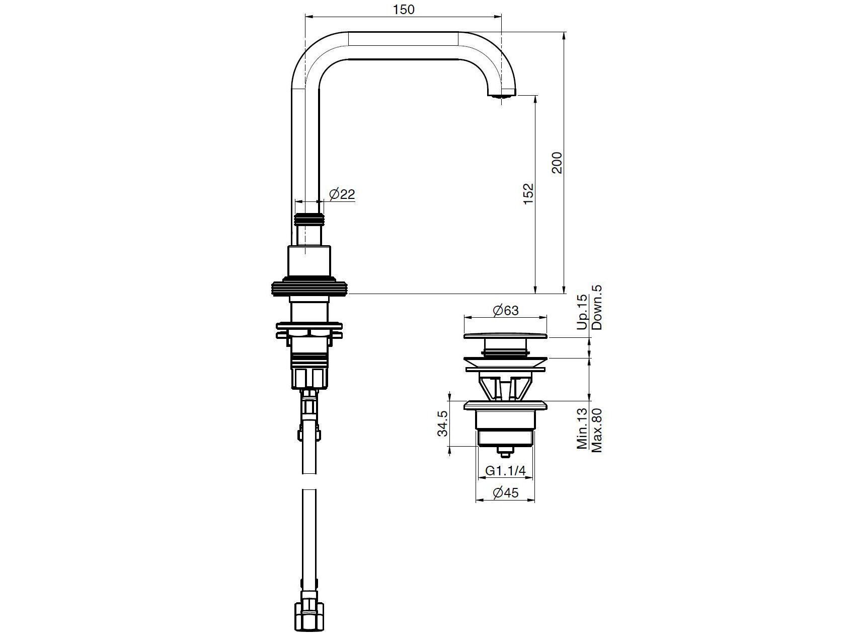 Смеситель для раковины с 3 отверстиями для пола с отдельными розетками FIMA CARLO FRATTINI Park Lane ARCH-00140809 - Вид №3