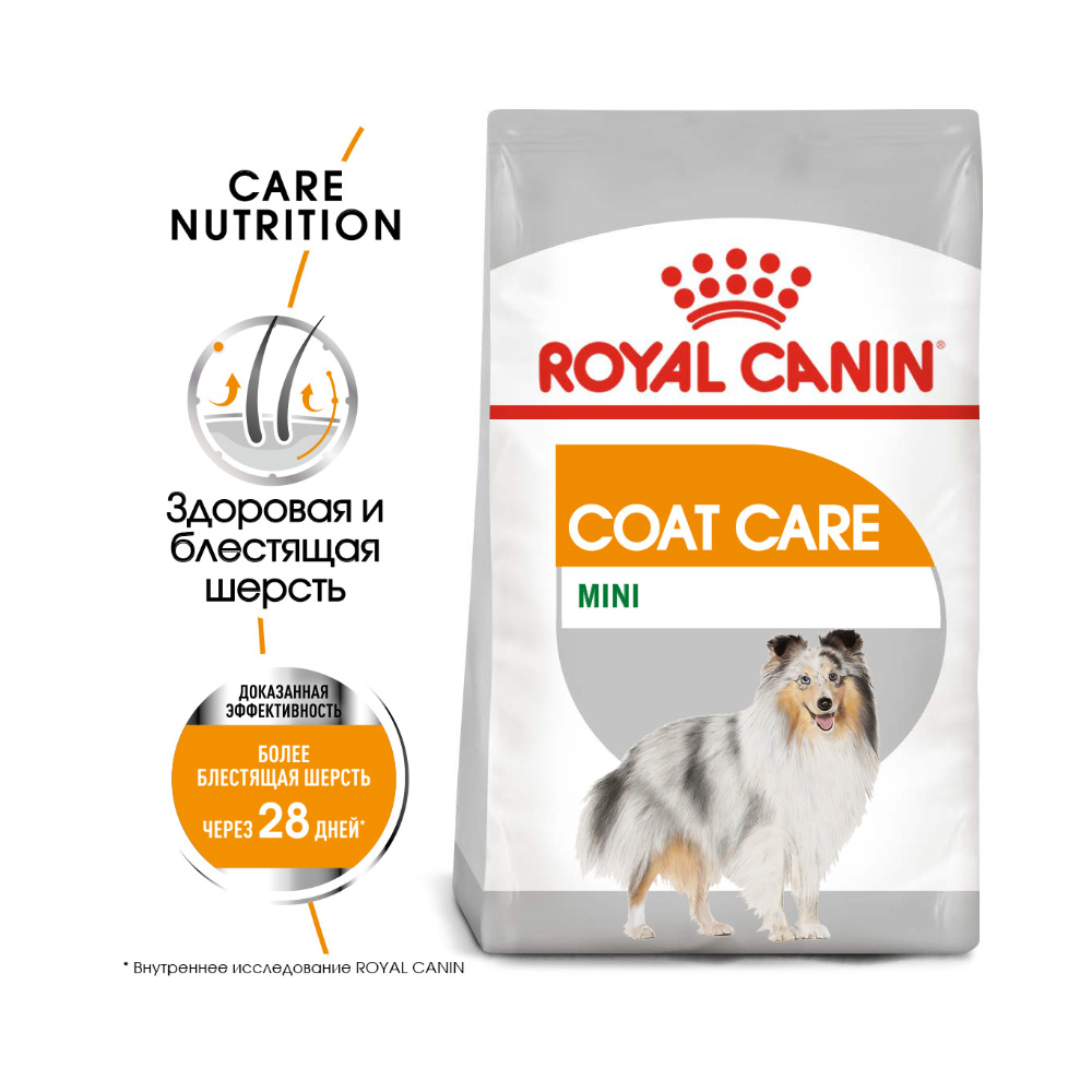ПР0056374 Корм для собак Size Mini Coat Care для мелких пород с тусклой и сухой шерстью сух. 3кг ROYAL CANIN  - Вид №1