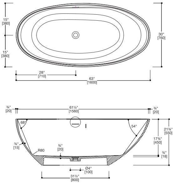 Blu Bathworks® Отдельностоящая овальная ванна цвета blue ∙ stone ™ Halo Bt0406.01 - Вид №2