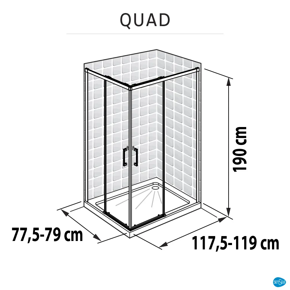 Душевая ширма Sensea Quad прямоугольный 80х120 см хромированный профиль прозрачное стекло раздвижной 18121231 STLM-2086296 Без серии - Вид №8