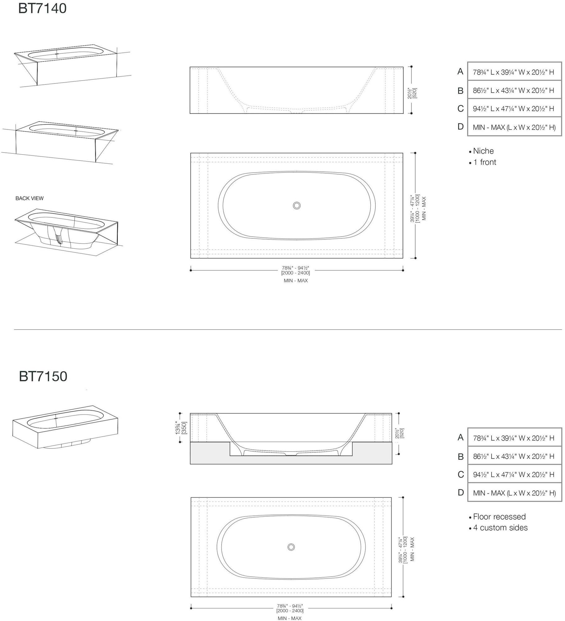 Blu Bathworks® Прямоугольная ванна синего цвета ∙ stone ™ Designer bathtub series Bt7100 - Вид №4