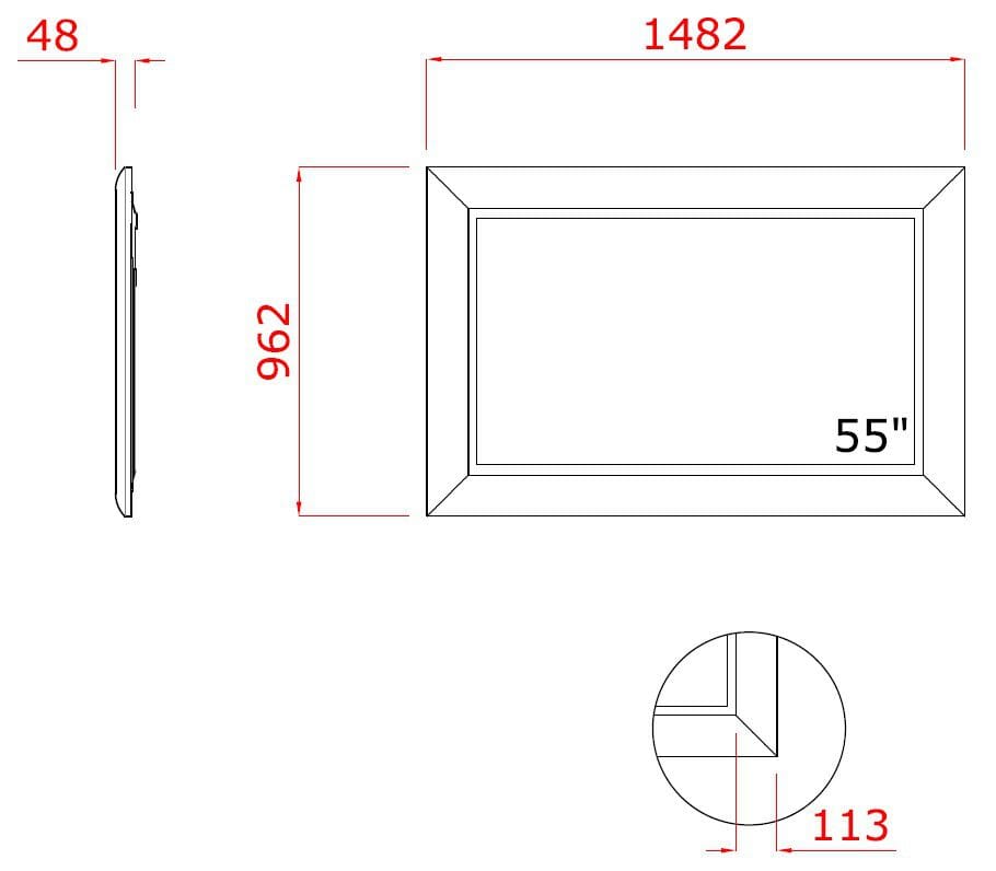 Прямоугольное настенное зеркало со встроенным отсеком для телевизора NEOD Venus ARCH-00047954 - Вид №10