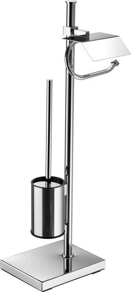 H4005/LCR Sanibano, стойка: ерш металлический круглый + бумагодержатель с крышкой, цвет хром 