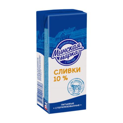 Сливки 10% стерилизованные Минская марка 200 г БЗМЖ Santreyd 21170