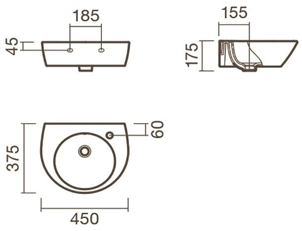 Раковина подвесная Sanitana POP 45 S10013616900000 ( PPLV1 ) - Вид №1