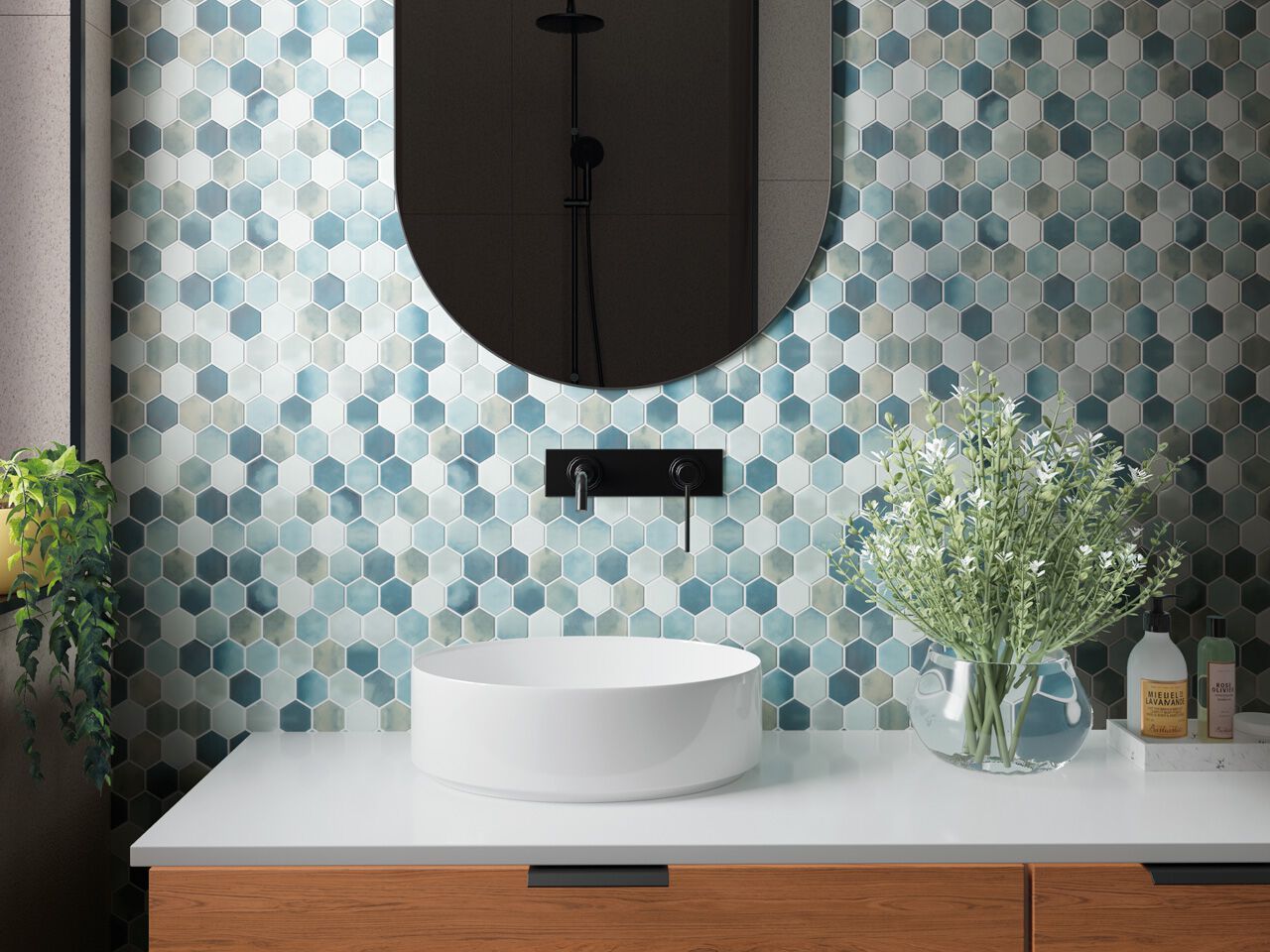 Стеклянная нескользящая мозаика Onix Hex XL Cotto ARCH-00126509 - Вид №2