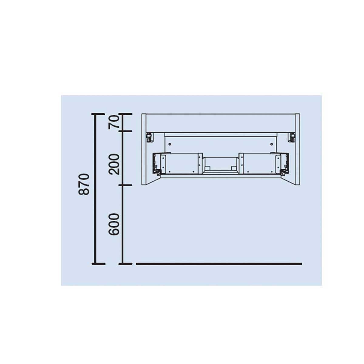 22793 SALGAR Мебель для умывальника SPIRIT 1000 1 металлический ящик GLOSS GREY 997 x 270 x 450 мм Глянцевый серый - Вид №3