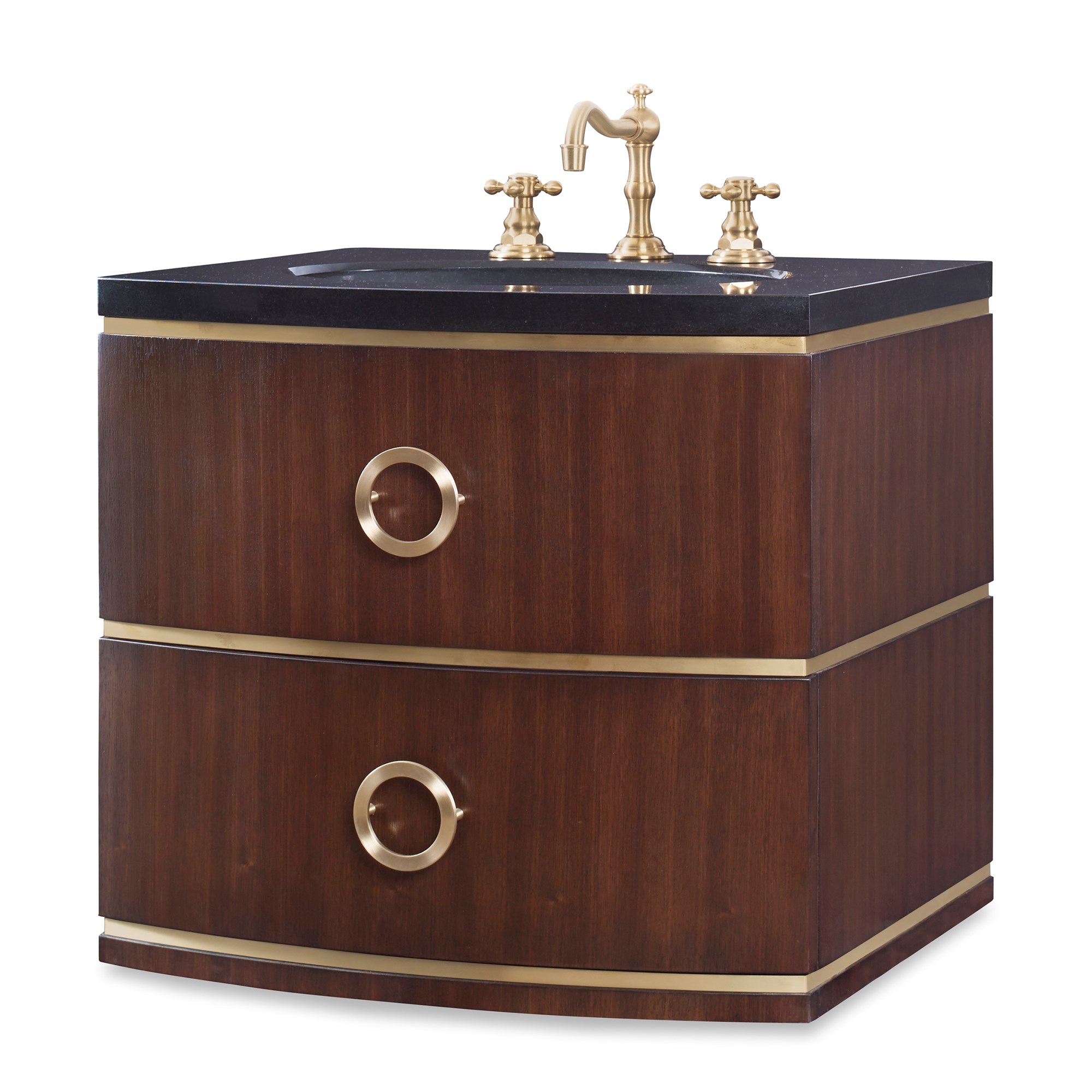 Тумбочка, Petite (до 33,5) 07231-110-112 Cirque Petite Wall Sink Chest -Dk Walnut Ambella  - Вид №1