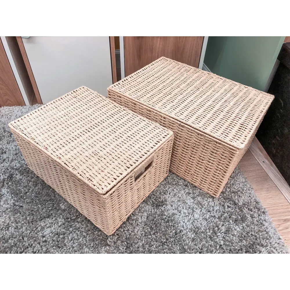 Корзина для хранения 38x18x28 см бумажный шпагат цвет бежевый STORIDEA STLM-2080339 - Вид №6