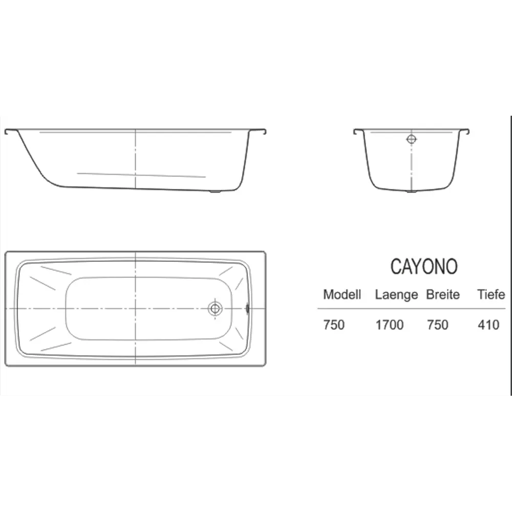 Ванна Kaldewei Cayono 747 сталь 150x70 см 83242475 STLM-2100888 - Вид №2