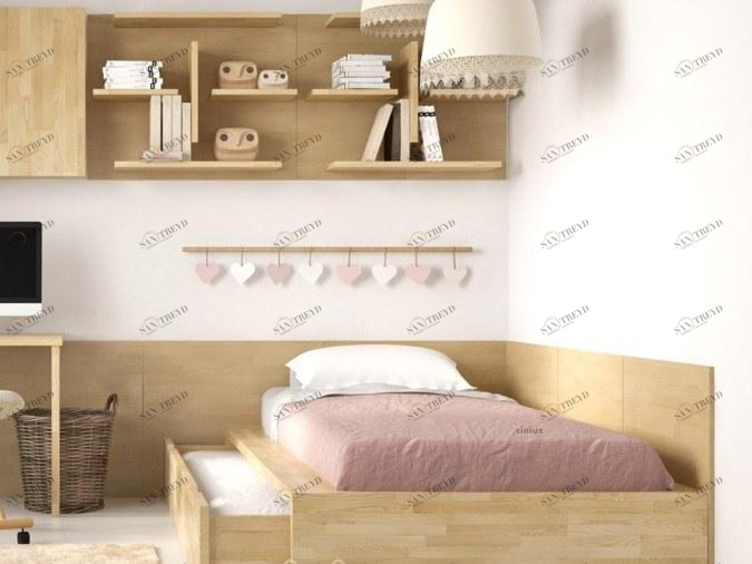 Cinius Кровать из массива дерева со второй выдвижной кроватью sun-id-1464500