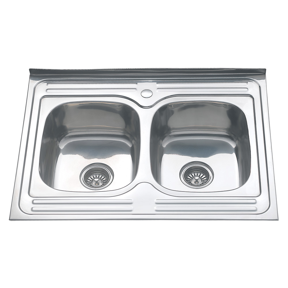 Мойка 8060SP MELANA 0,8/180 2-я чаша накладная прямоугольная с сифоном (061/2 *5) 061/2 (*5)