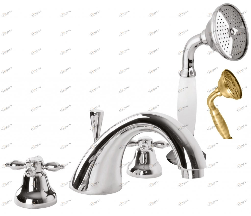 Смеситель на борт ванны с ручным выдвижным душем CEZARES NOSTALGIA-BVD-02-M