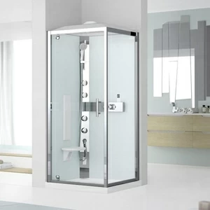 Novellini. Душевая кабина термостатическая 80x80 GF80 HYDROMASSAGE с низким душевым поддоном и крышей с парогенератором GLAX 3