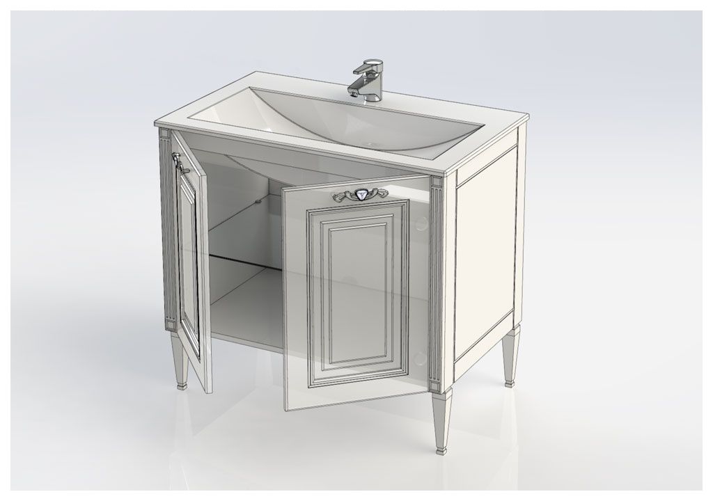 Тумба с раковиной Aquanet Паола 90 белый/золото (литьевой мрамор) 0018611600164748 - Вид №6