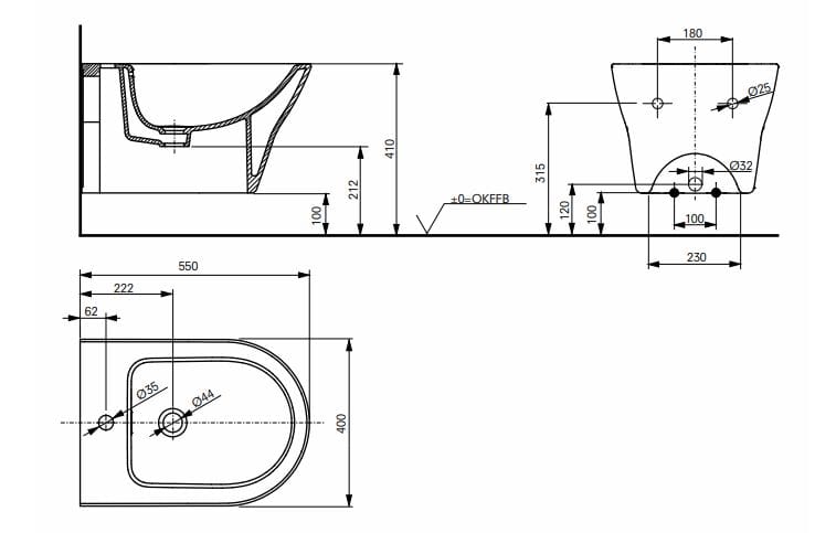Керамическое подвесное биде с переливом TOTO MH BW10045G1 ARCH-00096598 - Вид №4