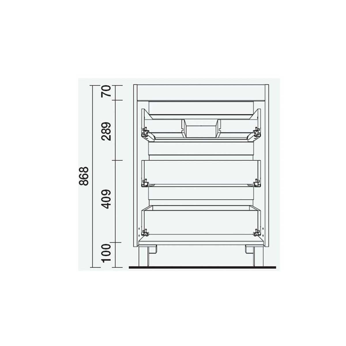26558 SALGAR Мебель для умывальника FUSSION LINE 600 3 ящика BAY PINE 598 x 868 x 450 мм Лавровая сосна - Вид №3