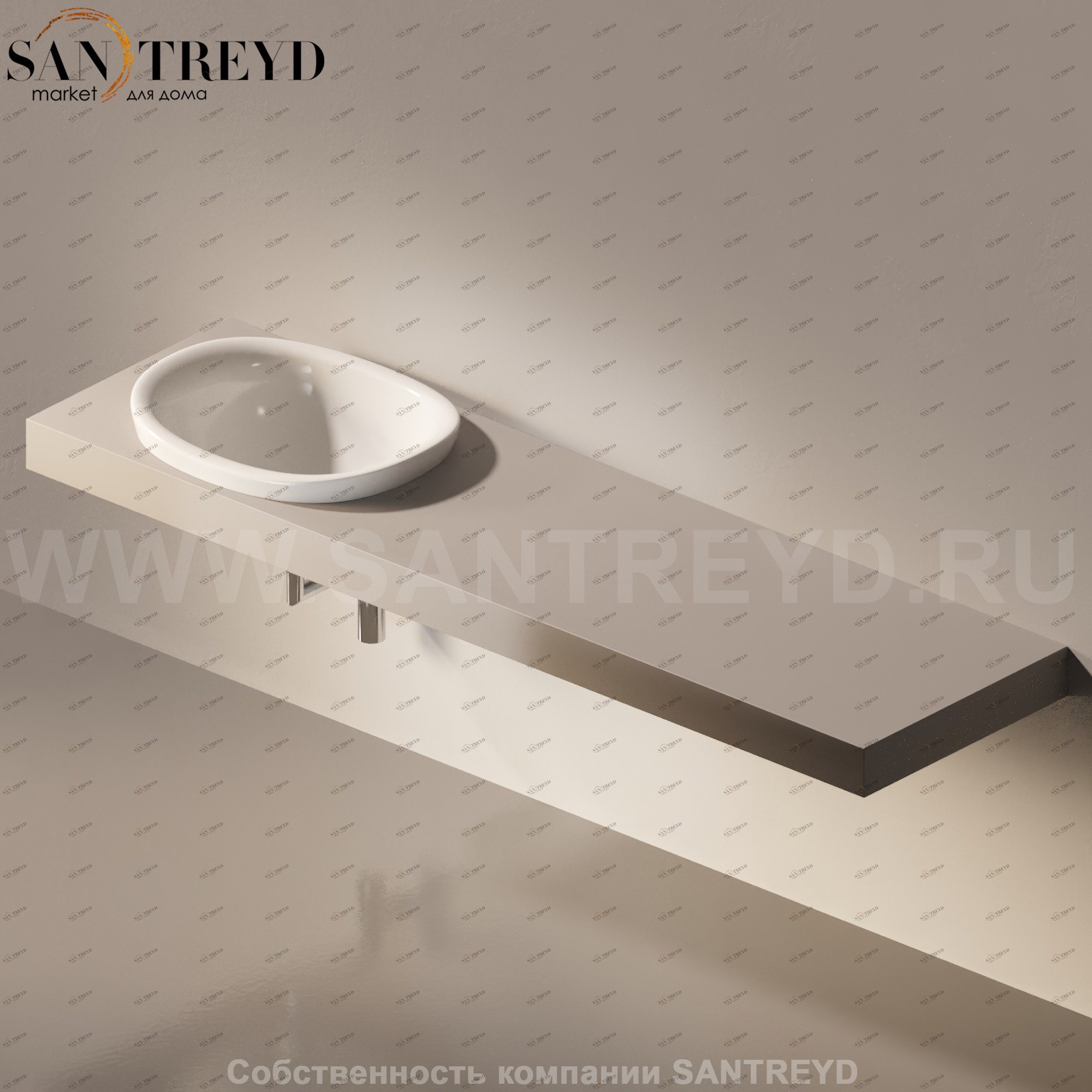 Flaminia IO e SI Столешница с отверстием под раковину от 80 до 250 см серая IO60M4.1019 Ceramica Flaminia IO60M41019