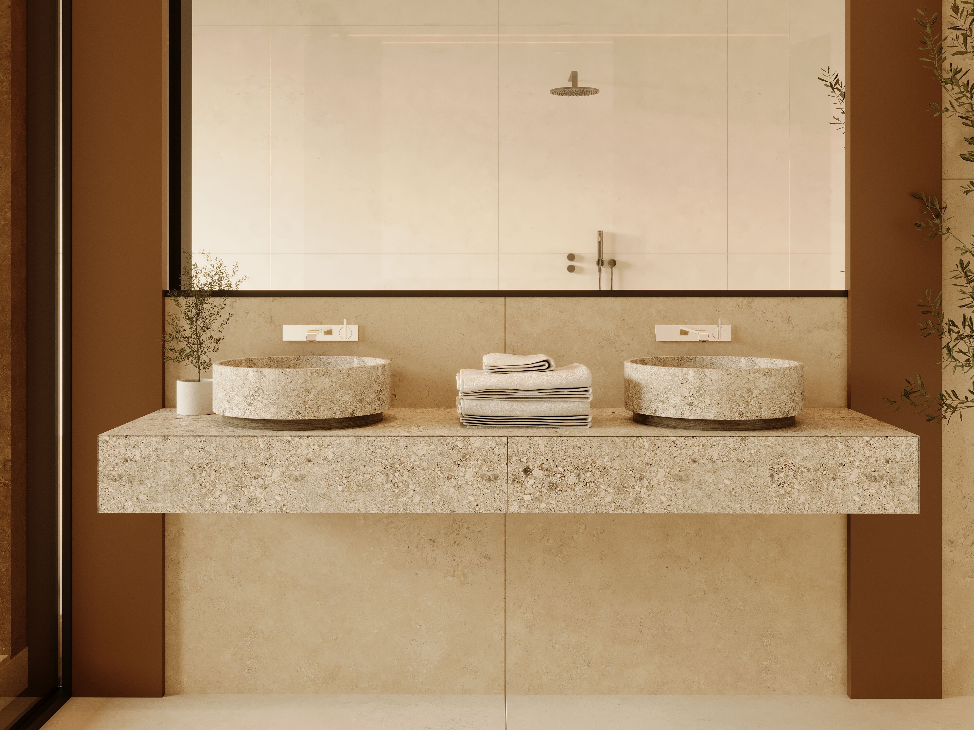 Круглый умывальник из натурального камня Davani Parallel ARCH-00102368 - Вид №2