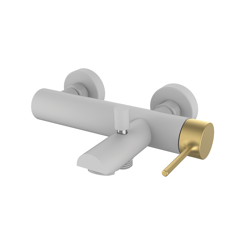 47224417 PREMIUM Белый смеситель ванна-душ Белое Матовое Золото GRB MIXERS 