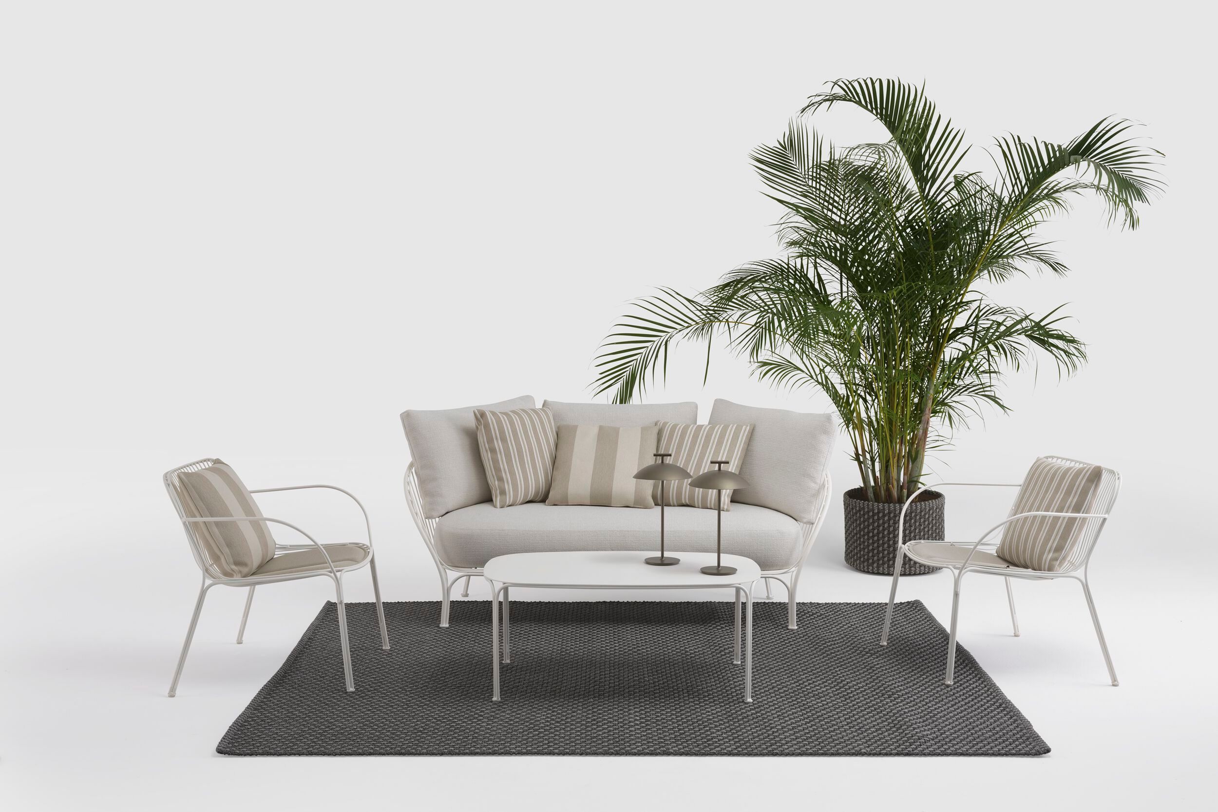 2-местный оцинкованный стальной и тканый садовый диван Kartell Hiray ARCH-00025544 - Вид №4